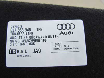 Audi TT Mk2 8J OEM Trunk Trim Panel Cover Carpet 8J7863945 Convertible 2008 2009 2010 2011 2012 2013 2014 20156